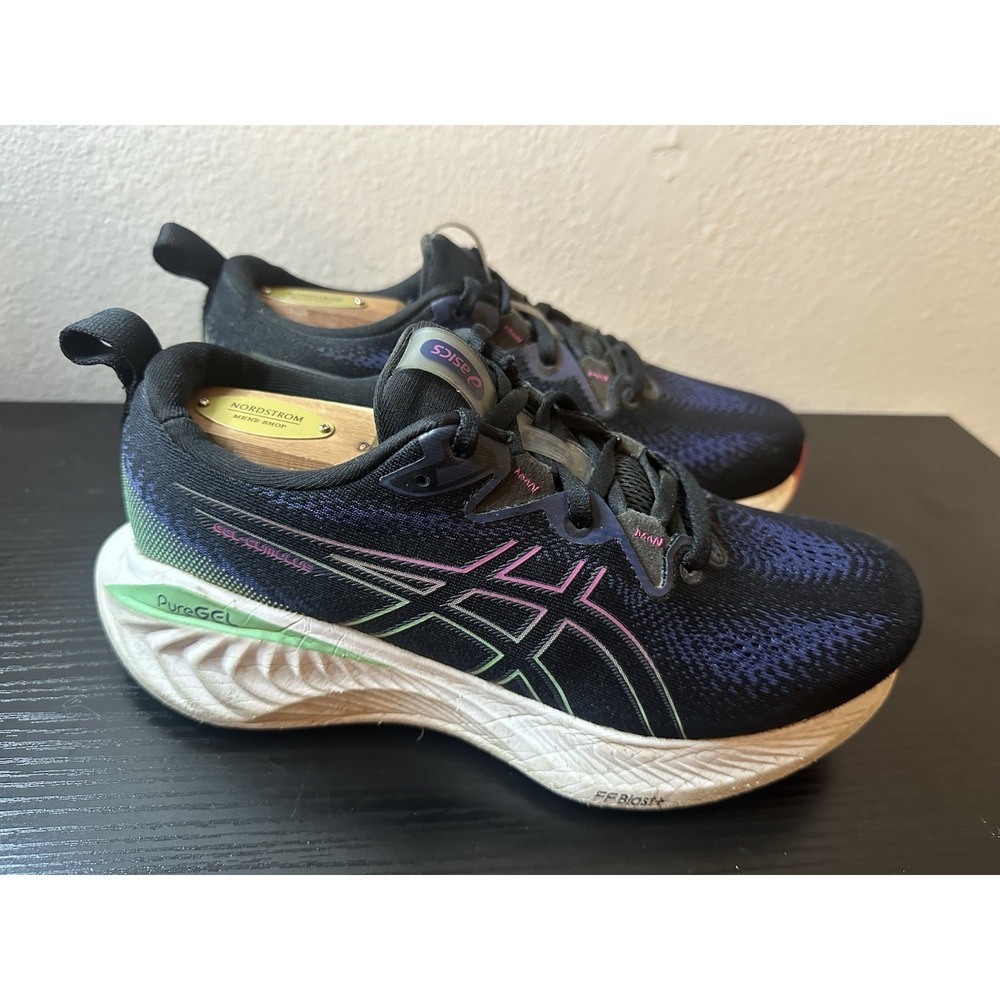 Asics Gel-Cumulus 25 Womens Size 7.5 Black Blue Athletic Running Shoes Sneakers